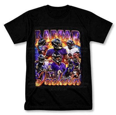 Графическая футболка Lamar Jackson Baltimore Ravens В винтажном стиле Футбольная футболка
