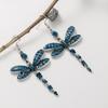 1 Pair Dragonfly Hook Earrings Color Rhinestone Tassel Ethnic Style Vintage Elegant Hypoallergenic Women Girls Dangling Earrings Fashion Jewelry