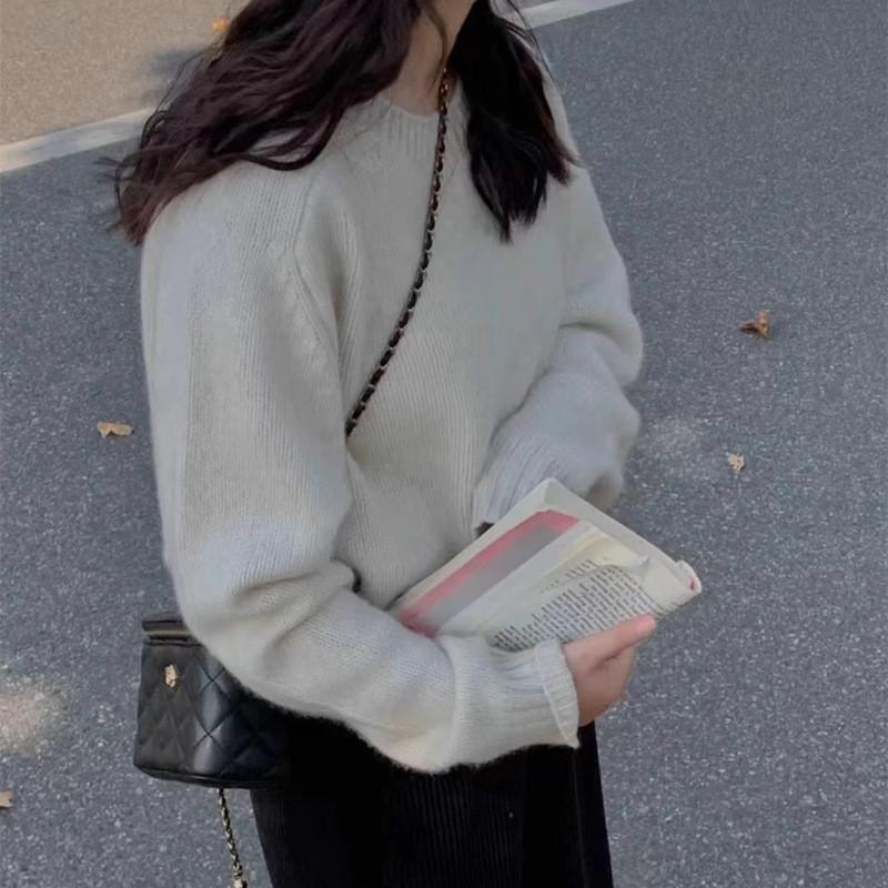 Lazy Style Knit Sweater For Women With Solid Color Design For Autumn Chill