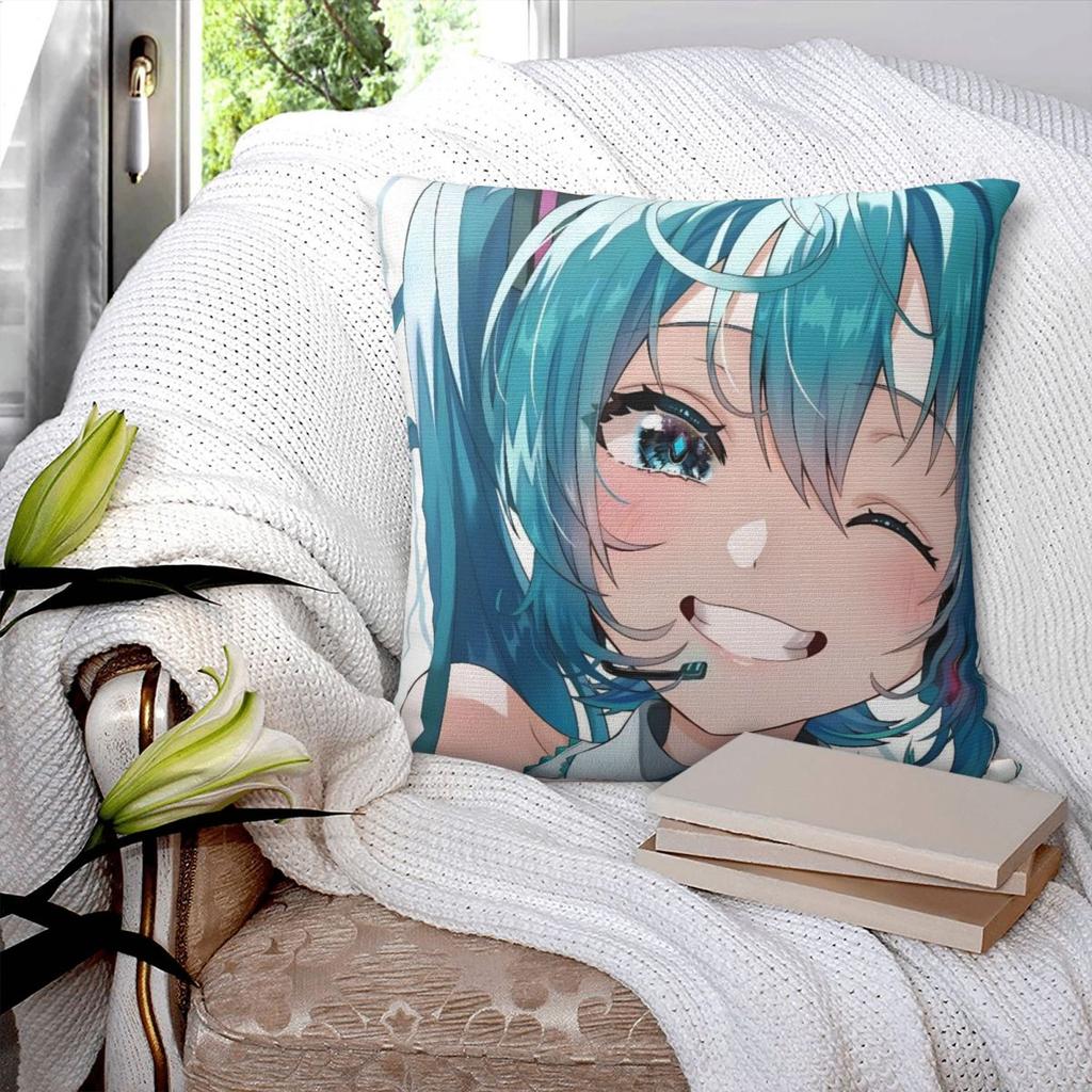 Hatsune Miku Anime Pillowcase Printing Polyester Cushion Cover Decor Throw Pillow Case Cover Home Square
