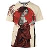 Мужская футболка японских гейш с 3D принтом аниме, рубашка с короткими рукавами и круглым вырезом, уличная одежда в стиле Харадзюку, мужская одежда, топы