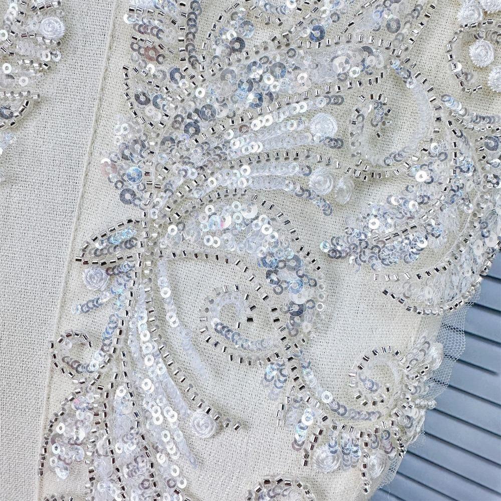 1Pair Beaded Sequined Dress Accessories Wedding Dress Clothing Chest Flower Handmade Flower Patch