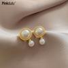 Casual Round Zinc Alloy Stud Earrings Women Fashion Korean Style Simple Drop Earring Gift PD2216