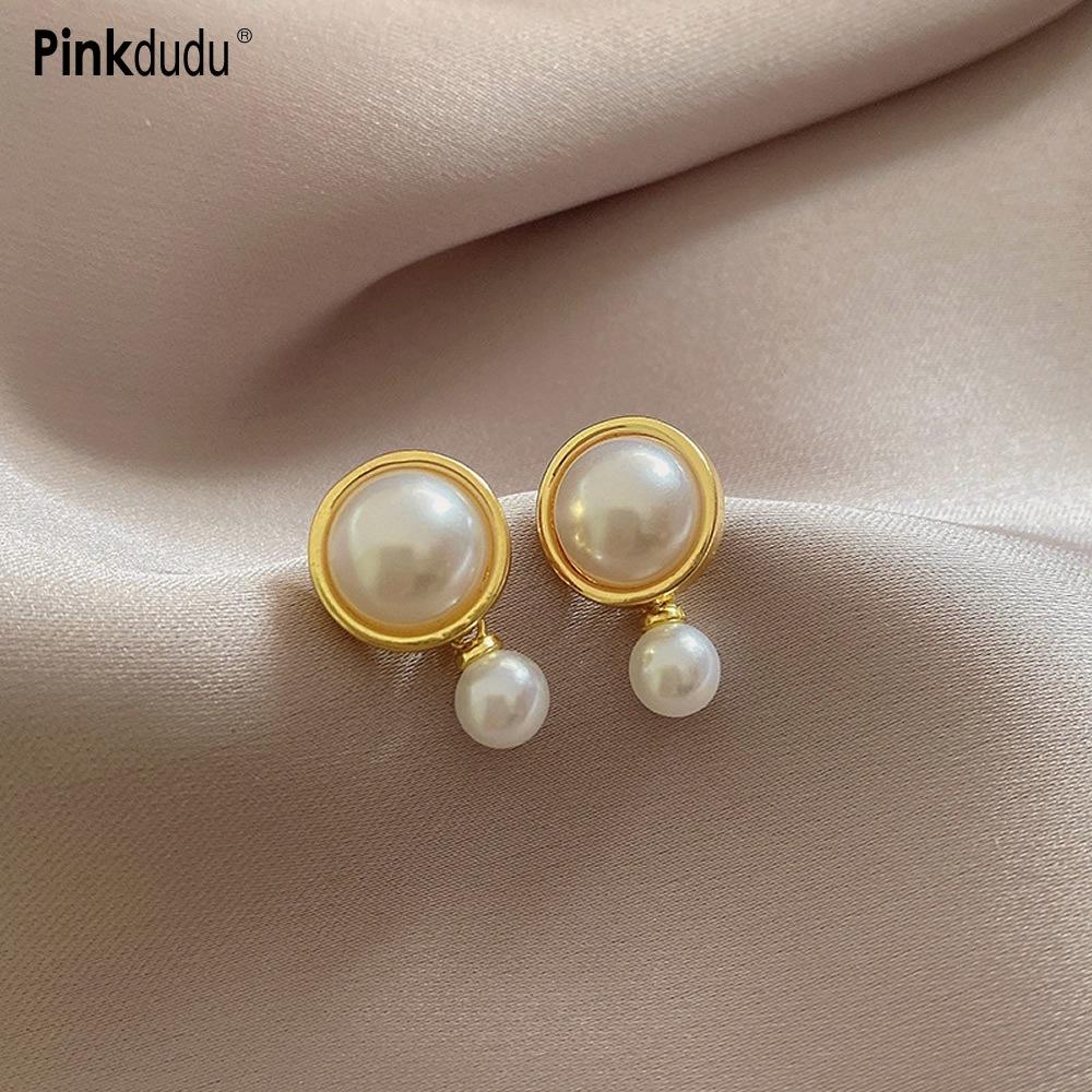 Pinkdudu Casual Round Zinc Alloy Stud Earrings Women Fashion Korean Style Simple Drop Earring Gift PD2216