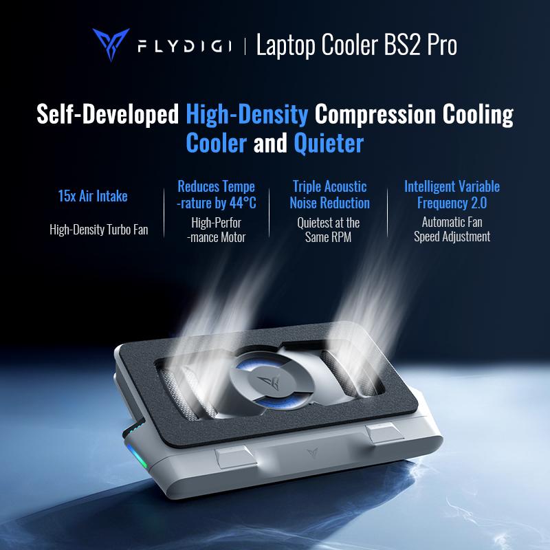 Охладитель для ноутбука Flydigi BS3 BS2 pro, Оверклокинг, Воздушный поток, Двойное шумоподавление, Интеллектуальная переменная частота, Подставка для компьютера