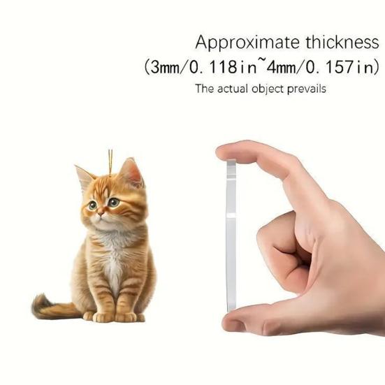 Acrylic Cat Pendant with Lanyard Easy To Hang Lightweight Design Adorable Kitty Christmas Decoration Tree