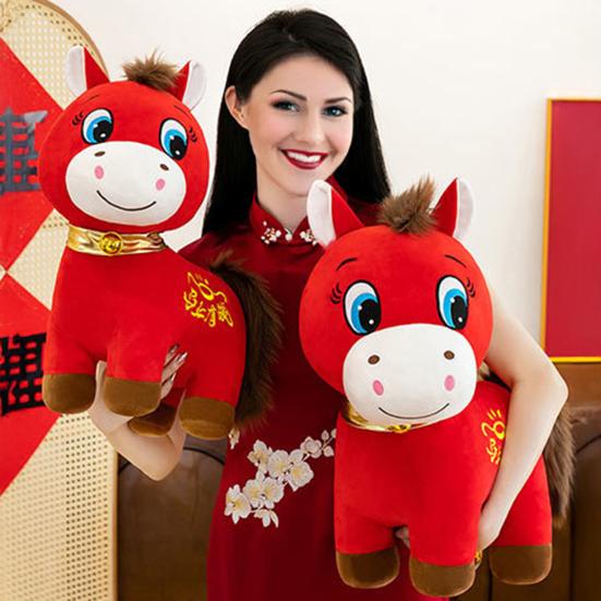 2026 Год Лошади Плюшевая Игрушка Красная Маленькая Лошадка Кукла Вышивка Настольное Украшение