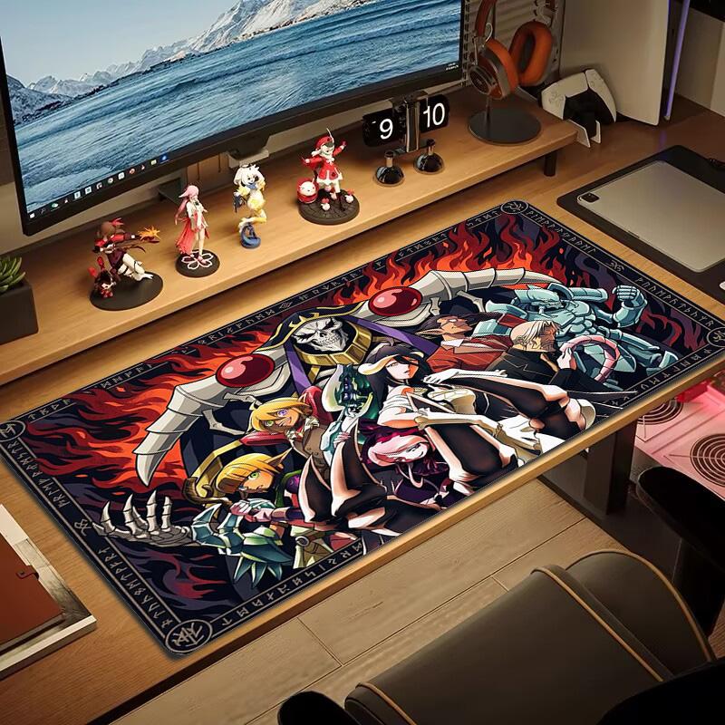Игровой коврик для мыши Аниме Overlord, большой, с противоскользящей основой, для ноутбука, планшета, XXL, мини-ПК, с заблокированным краем