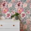 Grey Watercolor Floral Line Wallpaper Self-adhesive Furniture PVC Cabinet Sticker Peel And Stick Flower Kitchen Bathroom Decor
