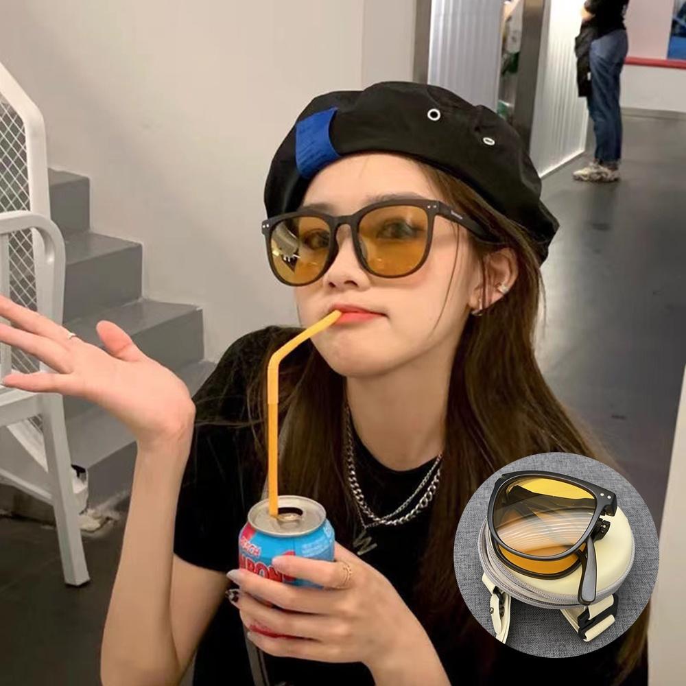 Складные поляризационные солнцезащитные очки в стиле ретро, ​​корейские антирадиационные очки, солнцезащитные очки для женщин, аксессуары, ювелирные изделия