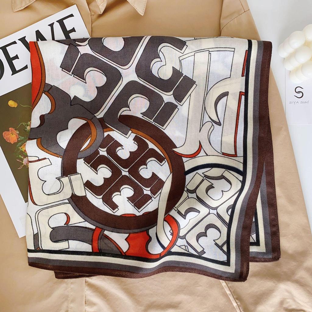 Korean Style Silk Square Scarf with Butterfly & Flower Print - Women's Fashion Accessory, Neck Tie, or Hair Scarf - Ideal Mother's Day Gift