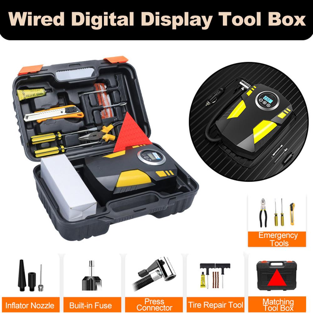 Портативный воздушный компрессор для накачивания шин, аккумуляторный насос для накачивания шин с 3 насадками, 12 В, автомобильный электрический воздушный насос со светодиодной подсветкой