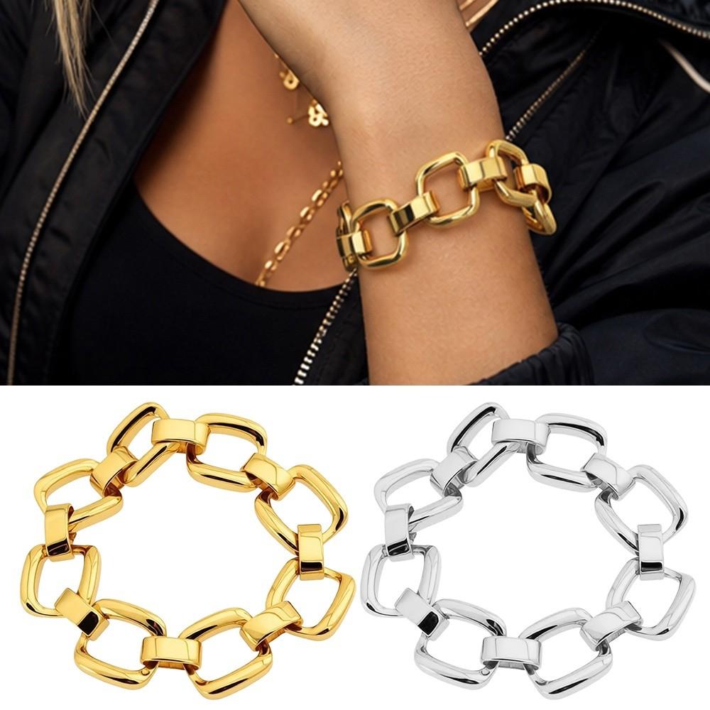 Geometric Hollow Bracelet Chunky Chain Hand Jewelry Fashion Chain Bangle Women Jewelry
