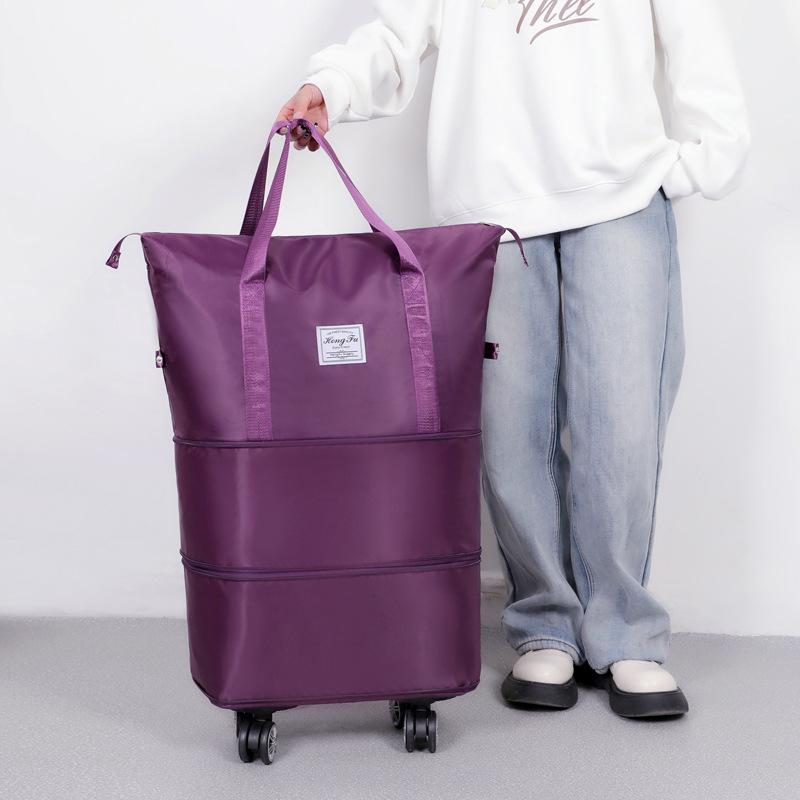 Унисекс Расширяемая Дорожная Сумка Дафл Большой Вместимости на Колесах, Складная Ручная Кладь для Деловых Поездок и Шопинга.