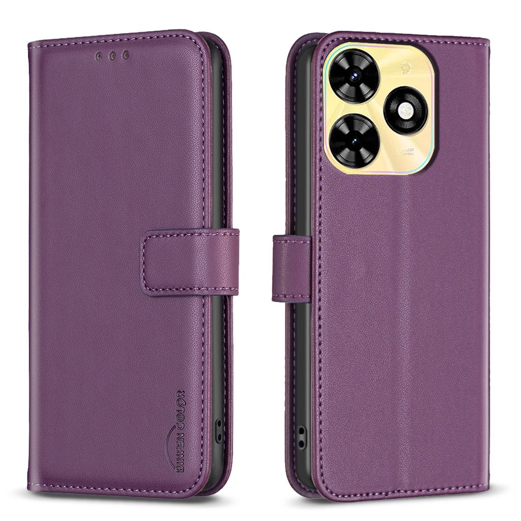 BINFEN COLOR BF17 Кожаный чехол-подставка-кошелек для телефона Infinix Smart 8 4G