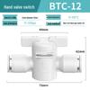 Zhuoji Pneumatic BUC-6-10 Hand Valve with 8mm Tubing, 12mm Straight-Through Air Valve, Quick-Connect Fittings.