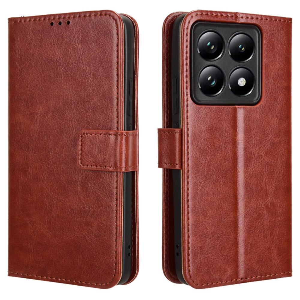 Чехол для Xiaomi 14T Pro, чехол-бумажник из ПУ-кожи с текстурой Crazy Horse