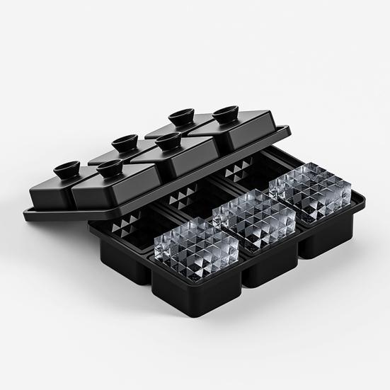 Large Ice Cube Tray Sphere Ice Cube Mold Slow Melting 6 Cavity Ice Cubes Maker for Cocktails Whiskey