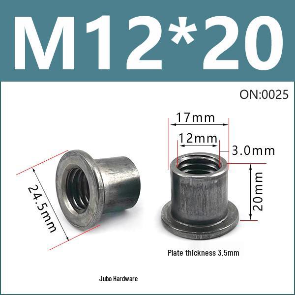 Thickened Welded T-Nut, Cold Heading Iron Plate, Round Imperial Fine Thread, Natural Color, Sizes M6/M8/M10.