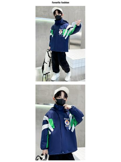 Детская куртка-ветровка три-в-одном с капюшоном и флисовой подкладкой на осень и зиму