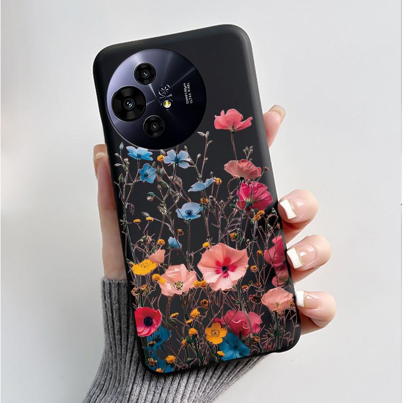 Чехол для телефона TCL 50 Pro NxtPaper 5G, Роскошный модный, с бабочкой и цветком, Черный, Мягкий ТПУ, Силиконовый, Ударопрочный, Корпус