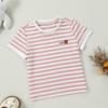 Детская полосатая футболка с короткими рукавами, разноцветные полосатые освежающие топы из молочного шелка для девочек, футболки для мальчиков