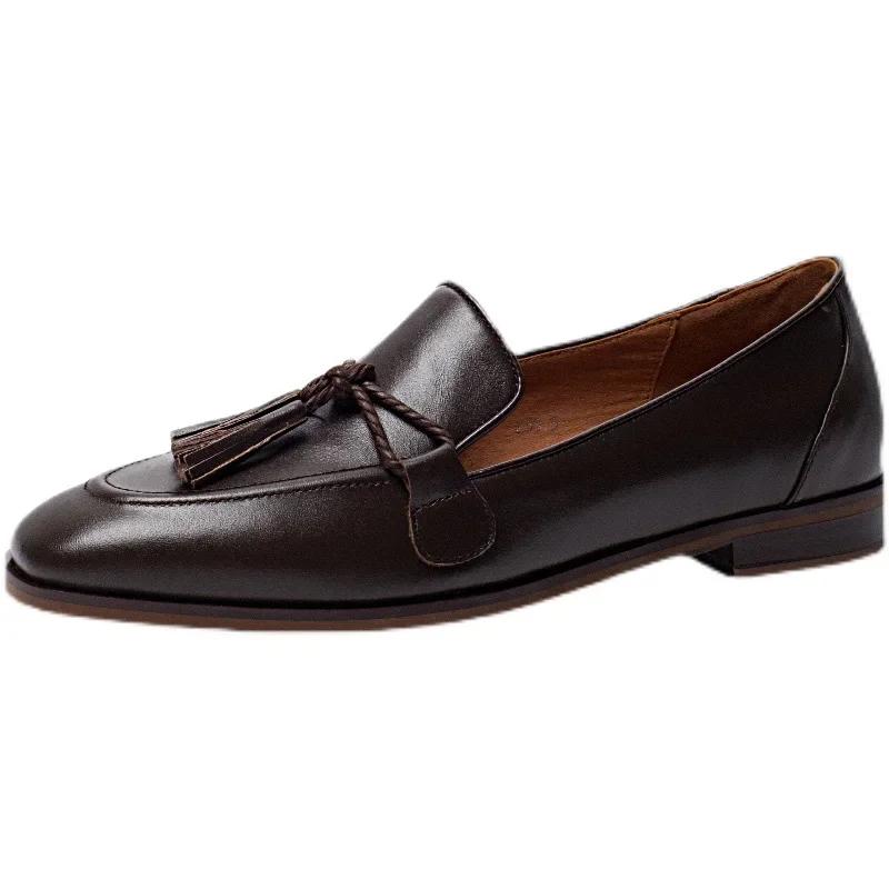 Женская повседневная обувь, туфли на плоской подошве с бантом в стиле ретро, ​​зимние модные элегантные туфли-лодочки на шпильке с круглым носком, вечерние платья, лоферы
