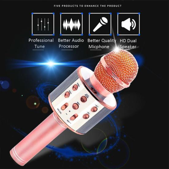 Bluetooth Wireless Karaoke Microphone Phone Music Player Record KTV MIC Speaker