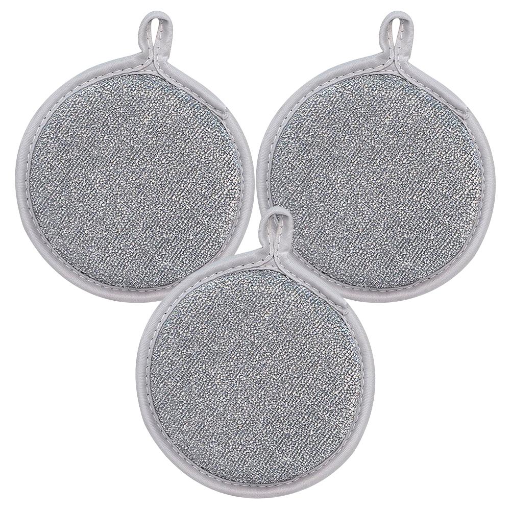 Двухстороннее чистящее средство для кастрюль, тряпки для мытья посуды, многоразовая металлическая чистящая салфетка, встроенная губка для кухонной посуды, кастрюль, сковородок, тряпка для влажной и сухой мытья посуды