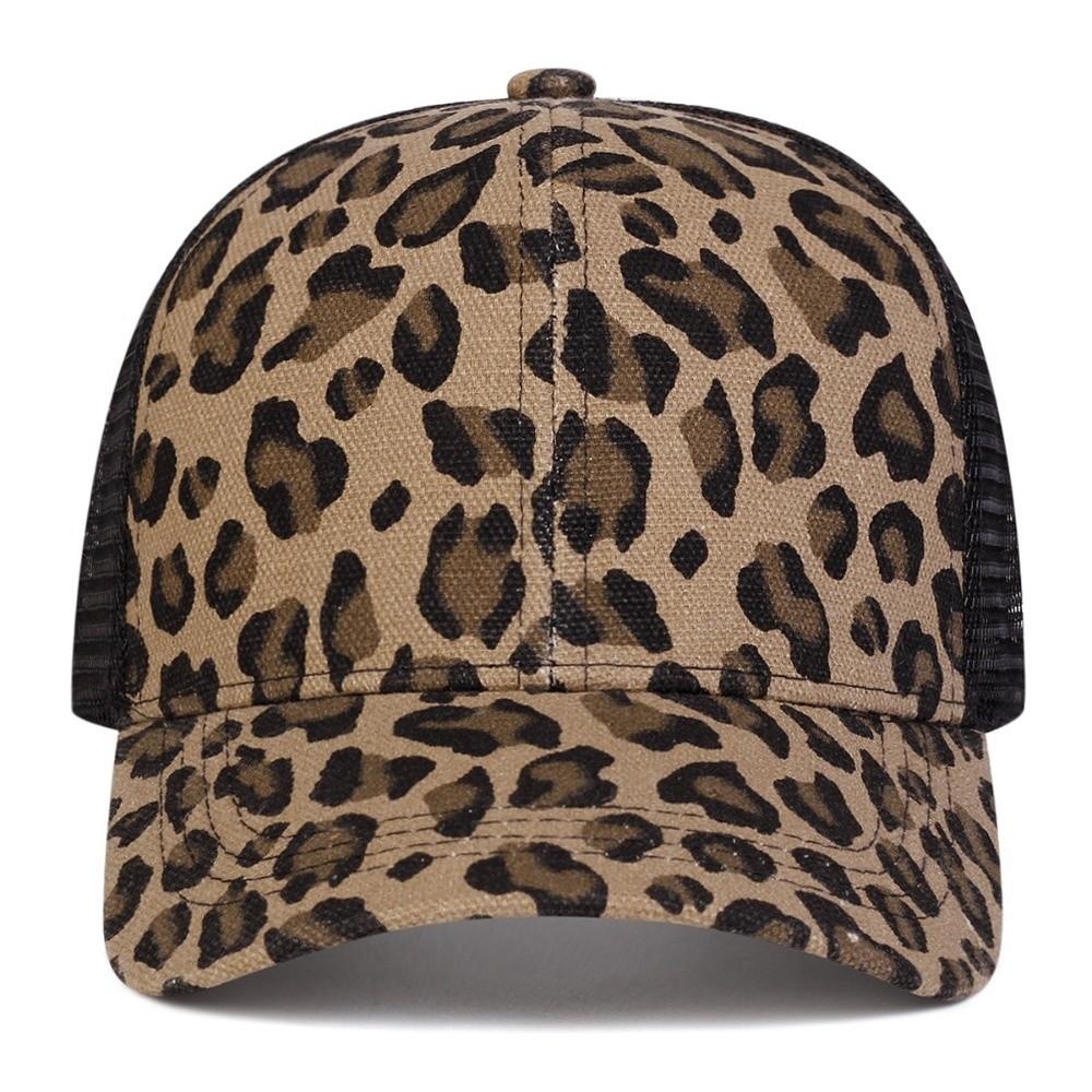 Adjustable Visor Hat Breathable Mesh Peaked Hat Fashion Leopard Print Baseball Cap Spring