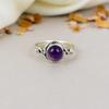 Аметист Драгоценный Камень 925 Серебро Круглое Ювелирные Изделия Ручной Работы Бохо Кольцо Для Женщин
