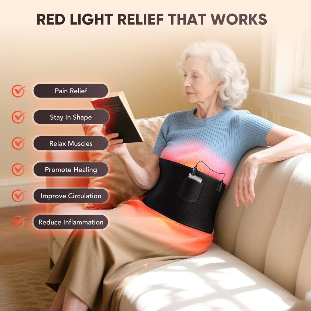 Пояс с 5 уровнями интенсивности для инфракрасной световой тепловой терапии, для спины/талии/мышц/снятия боли, устройство для терапии красным светом со светодиодными бусинами 660 нм и 850 нм