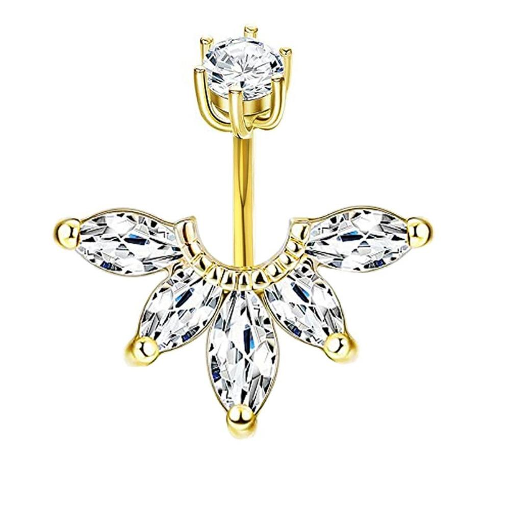 Elegant Crystal Ball Belly Button Rings Copper Shiny Body Jewelry New Gem Navel Piercing  Men