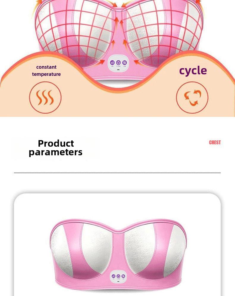 Сертифицированный CE беспроводной электрический массажер для груди с вибрацией и тепловой терапией