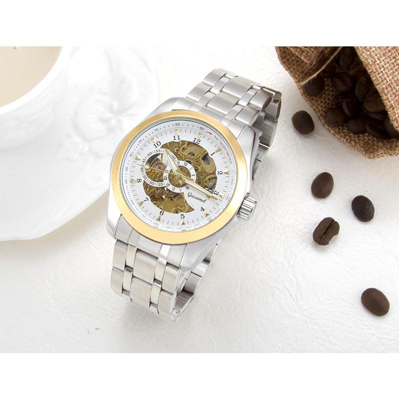Мужские механические часы GUCAMEL, модные деловые механические часы, полые часы