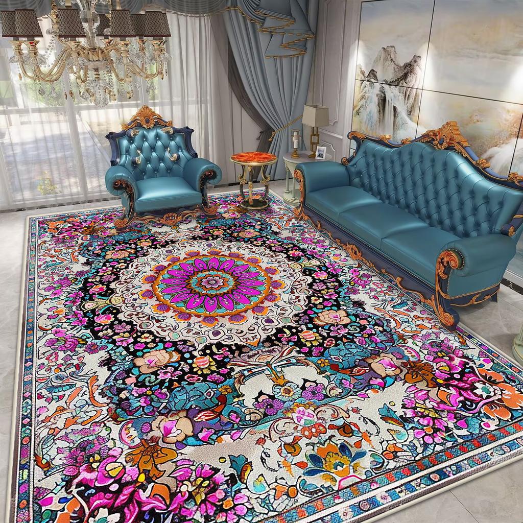Ретро Богемия Ковры Большого Размера Украшение Гостиной Дом Отель Холл Ковер Спальня Диван Столик Прикроватный Нескользящий Напольный Коврик Тапете