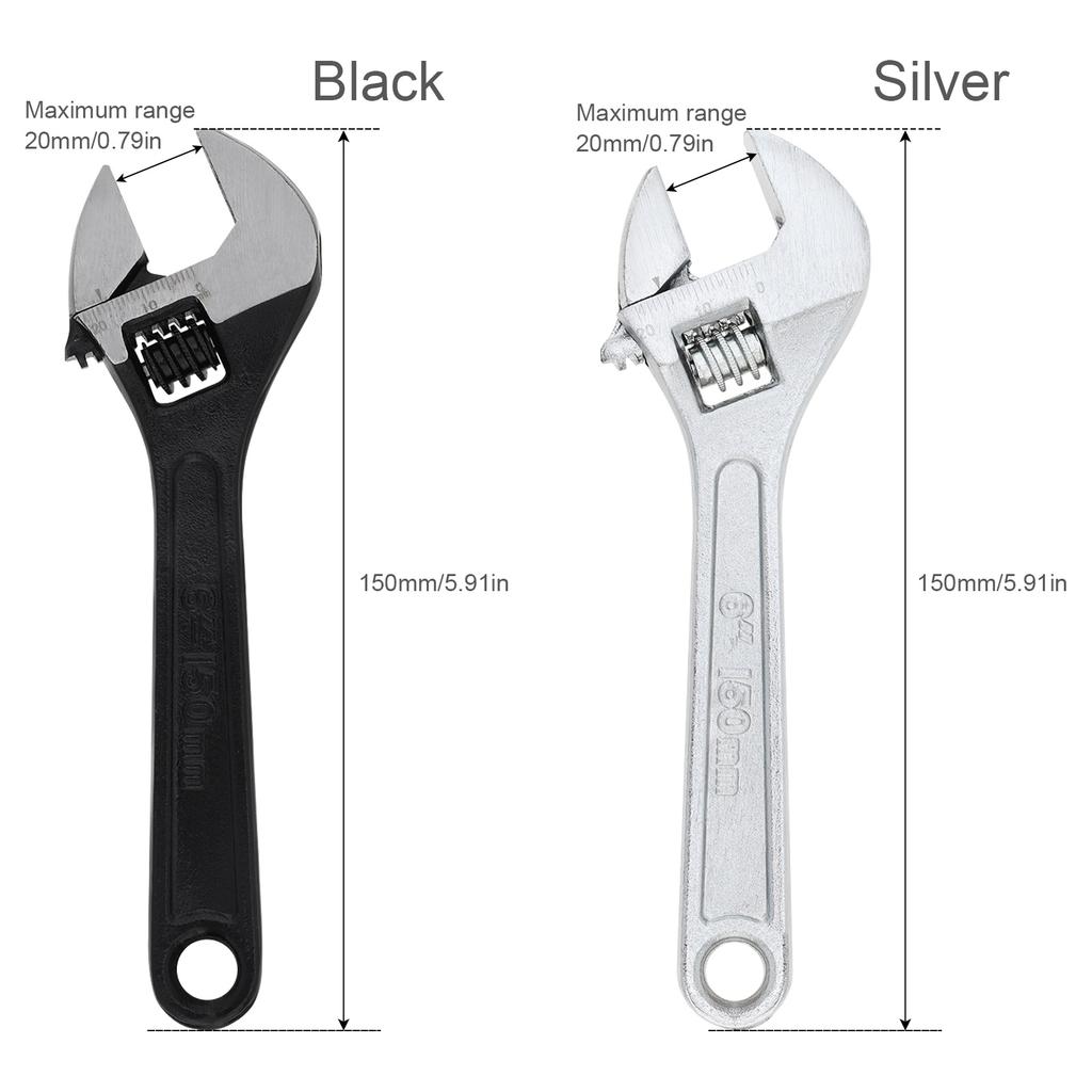 4 / 6 / 8 / 10 Inch Clear Scale Ruler Adjustable Wrench with Maximum Gripping Power, Heavy Duty Drop Forged Steel Open End Wrench