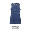 Fashion Style 2024 Autumn New Women's Clothing All-Matching Jeans Sleeveless Silm Dress Short Skirt 8727280