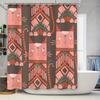 Винтажная Геометрическая Кошка Занавеска для Душа Розово-Коричневая Современный Бохо Декор Ванной Комнаты Тканевая Подвесная Водонепроницаемая Настенная Покрышка с Крючками Unp