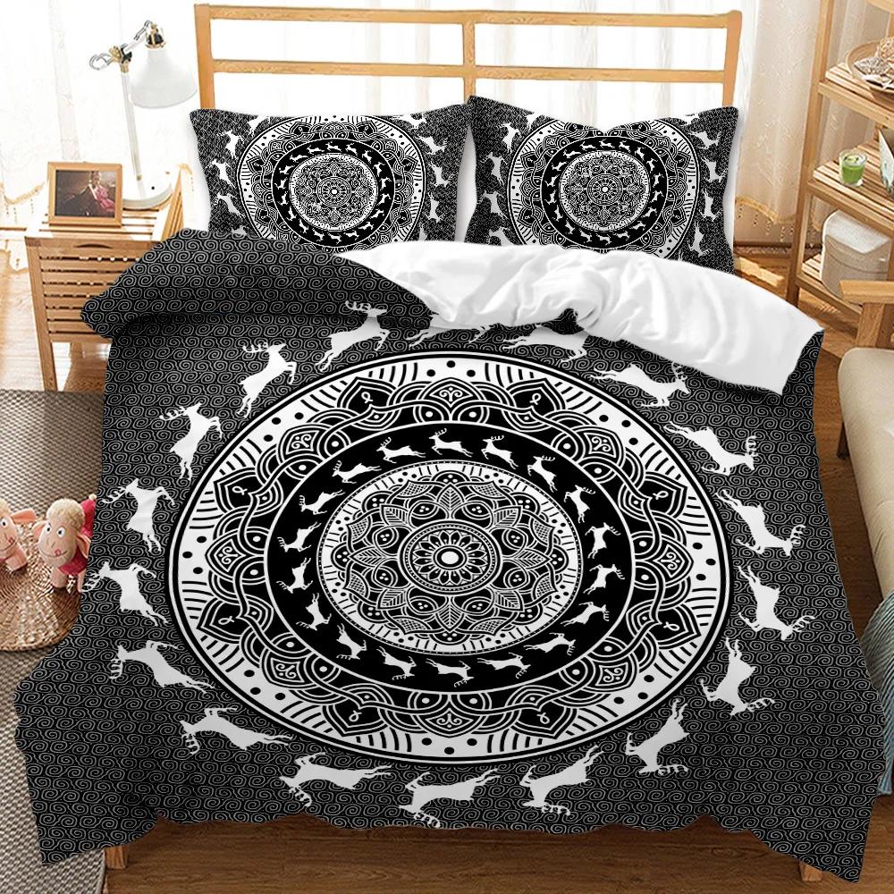 Комплект пододеяльников Mandala Elephant Boho Chic Hippie Twin Постельное белье Mandala Polyester Одеяло для взрослых Double Queen King Size