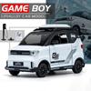 1/24 WuLing MINI EV GAME BOY Alloy Car Diecasts & Toy Vehicles Car Model Sound and Light Pull Back Car Toys for Kids Gifts