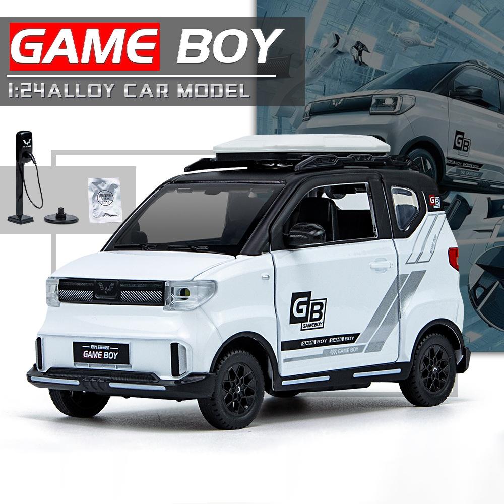 1/24 WuLing MINI EV GAME BOY Alloy Car Diecasts & Toy Vehicles Car Model Sound and Light Pull Back Car Toys for Kids Gifts