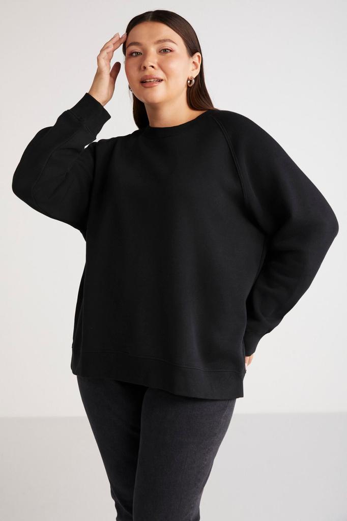 Women's Style Big Size Sweatshirt Barborabb Soft Comfort Fit Round Collar Green Plus Size Sweatshirt With Fleece Inside
