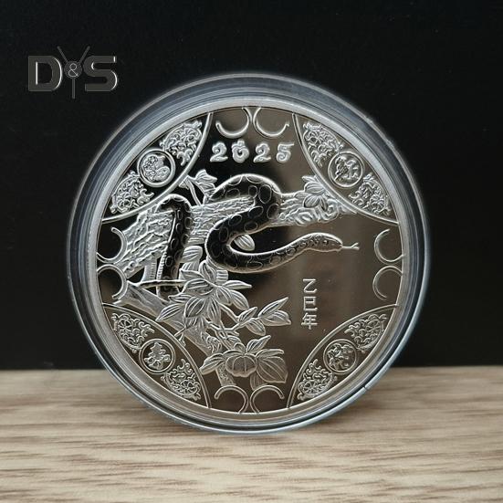 Памятная монета «Змея» 2025 года, коллекционная железная монета в честь китайского Нового года, монета со значком «Год Змеи» для богатства и удачи