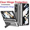 Слот для ручки Armor для Samsung Galaxy Z Fold 4 Fold 3 5g, чехол, стеклянный пленочный экран, прозрачная жесткая подставка, защитная крышка на петлях