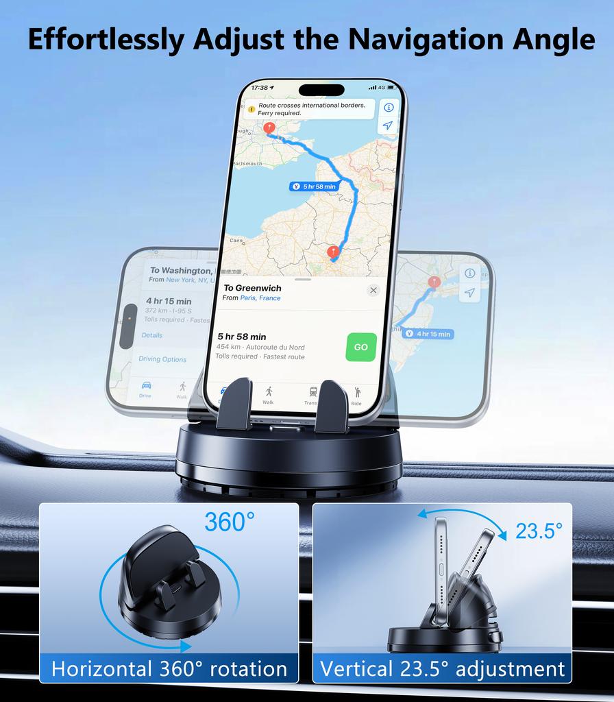 Oatsbasf Car Phone Holder for Dashboard Adaptive Phone Mount Base Automatic Clamping Rotatable Phone Stand for Center Console