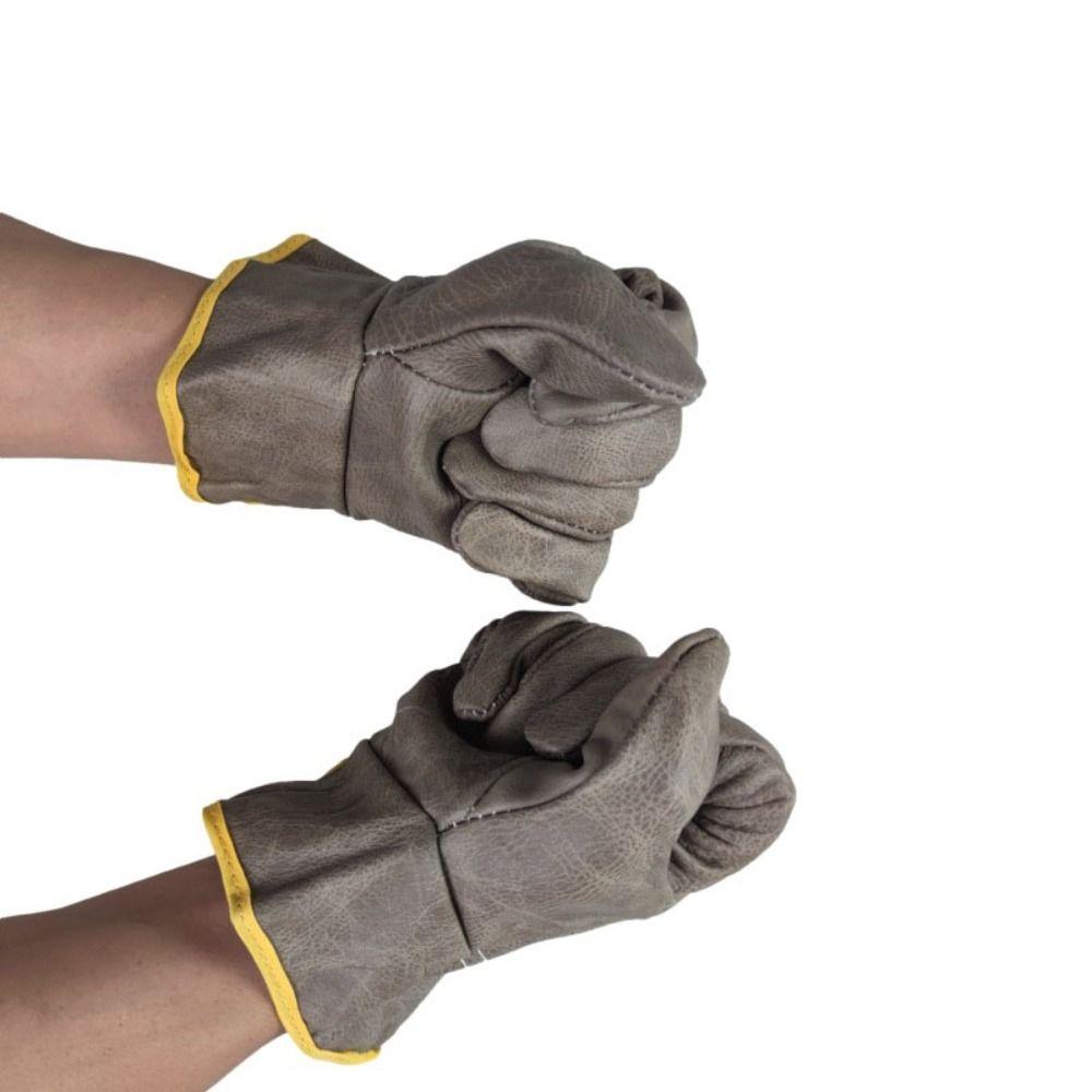 Кожаные термостойкие перчатки, огнестойкие рабочие безопасные перчатки, прочные сварочные перчатки на рабочем месте