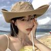 Vintage Eaves Mountaineering Hat Women's Summer Outdoor Camping Visor Western Cowboy Hat Simple Sun Protection Fisherman Hat