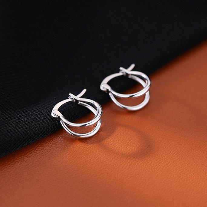 Круглые серьги-пряжки для женщин, простые, нишевые, дизайн, французские, трехмерные, двухслойные серьги в стиле ретро