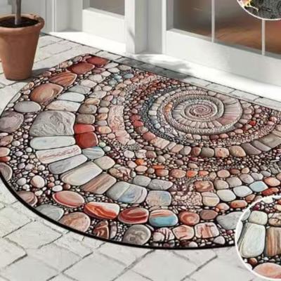 Полукруглый цветочный кирпичный коврик для пола, бытовой придверный коврик, печатный декоративный коврик для пола
